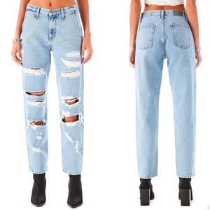 CarMar heavy distressed light wash boyfriend jeans